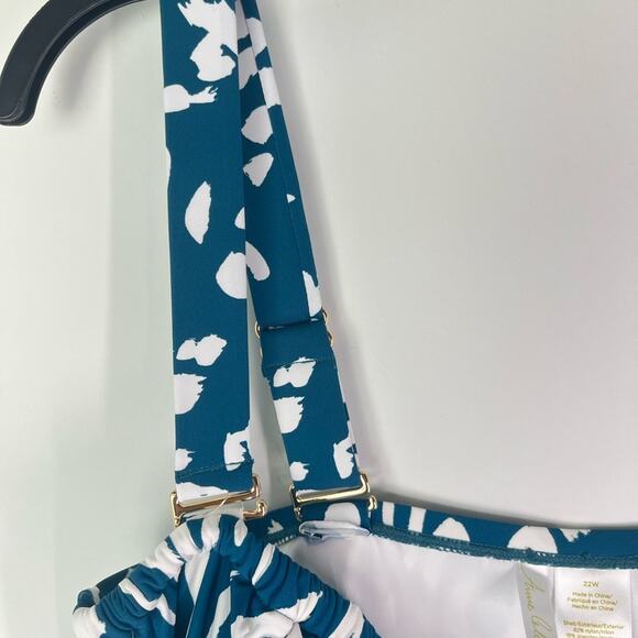 New Anne Cole Plus Size Tropical V-Wire Padded One Piece Swimsuit - Picture 5 of 13